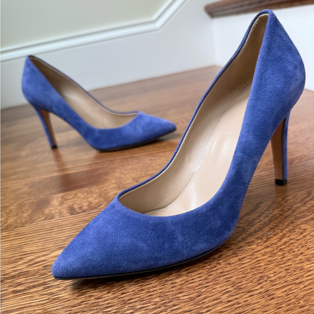 J. Crew Blue Suede Pointed-Toe Stiletto Pumps